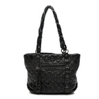 Distressed Lambskin Vintage Ligne Lady Braid Tote Black