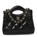 Shiny Lambskin Quilted Micro 31 Clutch With Chain Black