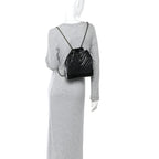 Aged Calfskin Chevron Quilted Small Gabrielle Backpack Black