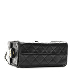 Shiny Crumpled Quilted Mini Chanel 25 Handbag Black