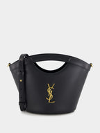 Black Celia Mini Tote in Smooth Leather