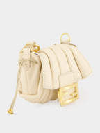 White Nano Mamma Baguette in Pleated Leather