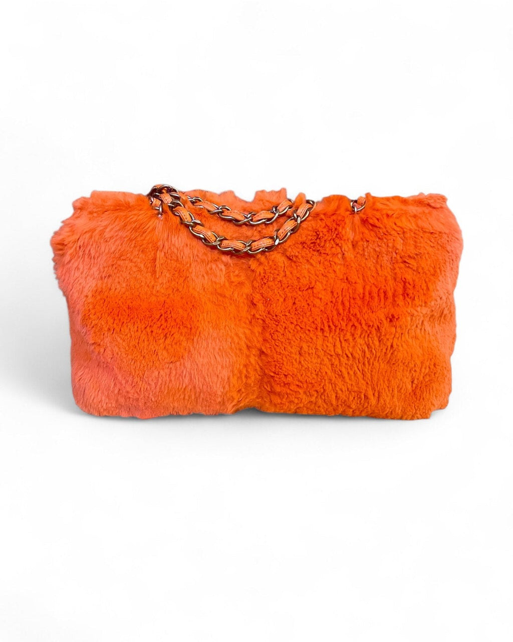 Chanel CC Fur Orange Chain Shoulder Bag