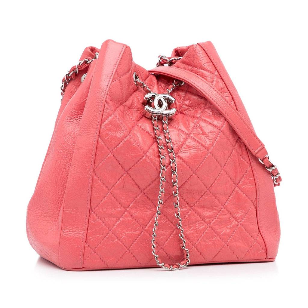 Chanel CC Lambskin/Calfskin Drawstring Bucket Bag