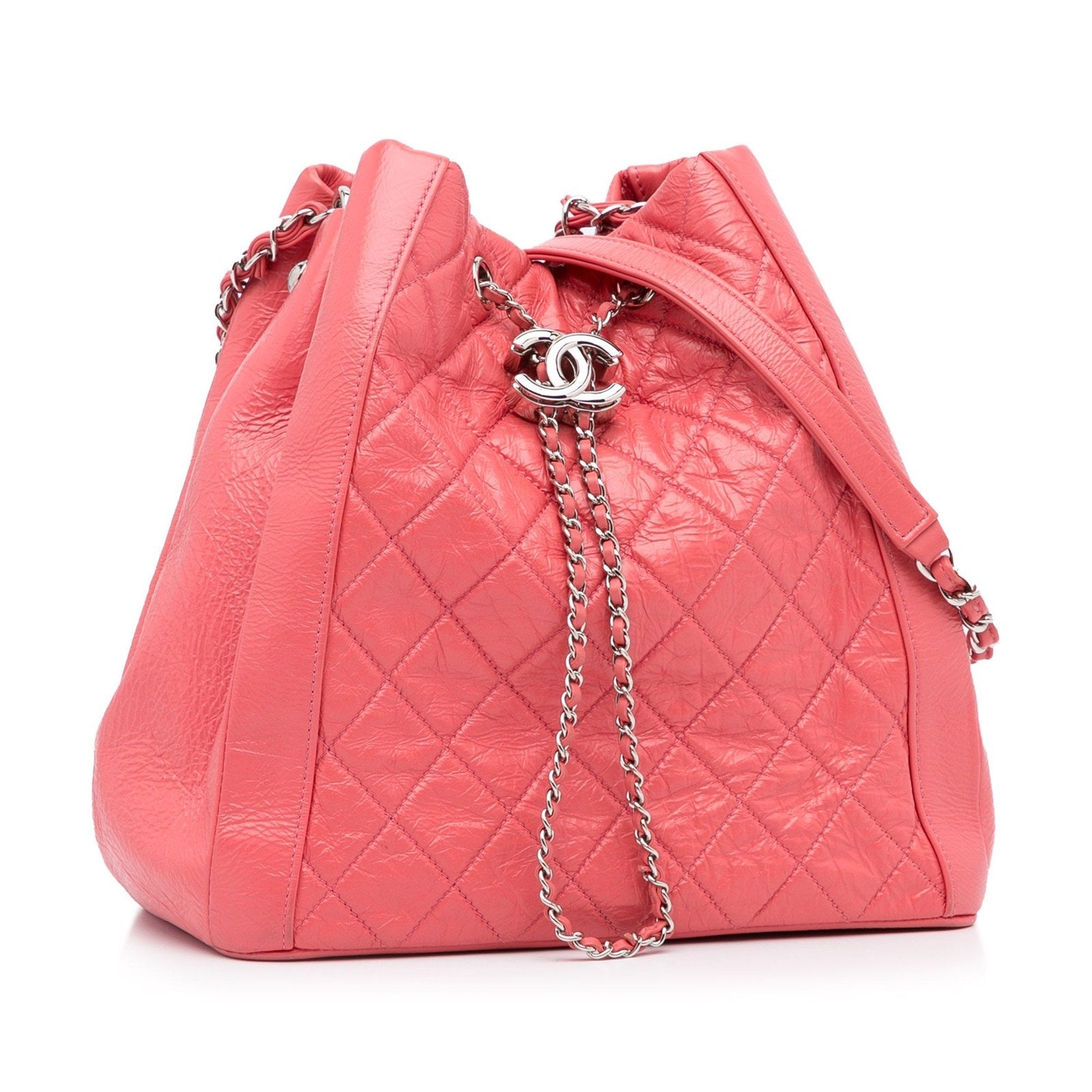 Chanel CC Lambskin/Calfskin Drawstring Bucket Bag