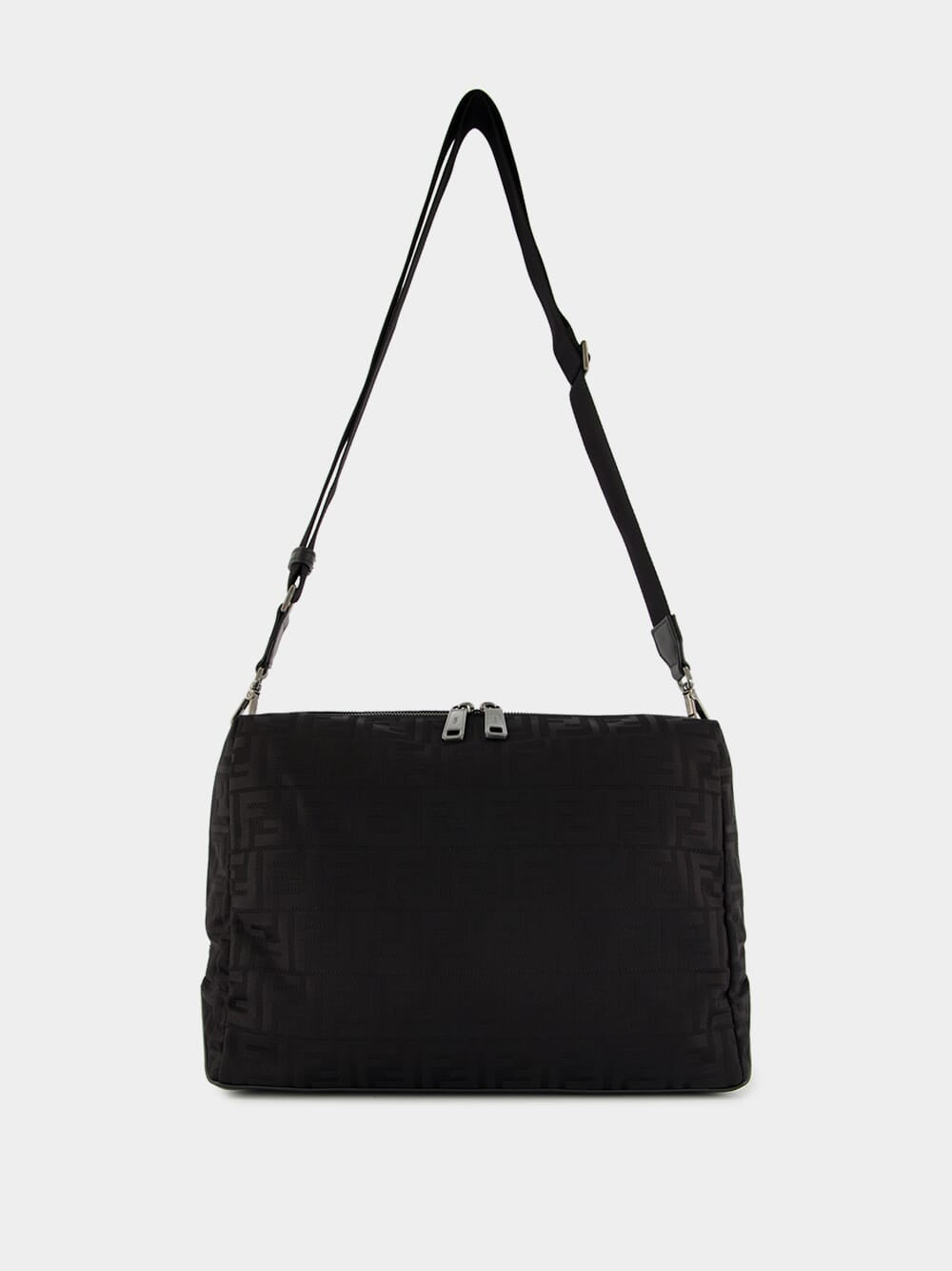 Black Lui Large Bag in FF Nylon and Calf Leather