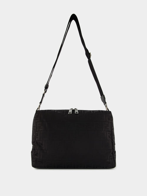 Black Lui Large Bag in FF Nylon and Calf Leather