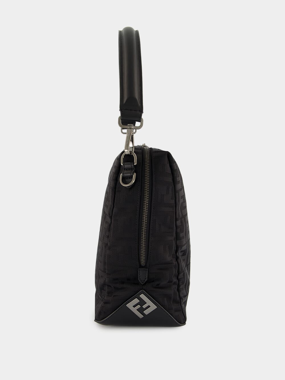 Black Lui Large Bag in FF Nylon and Calf Leather