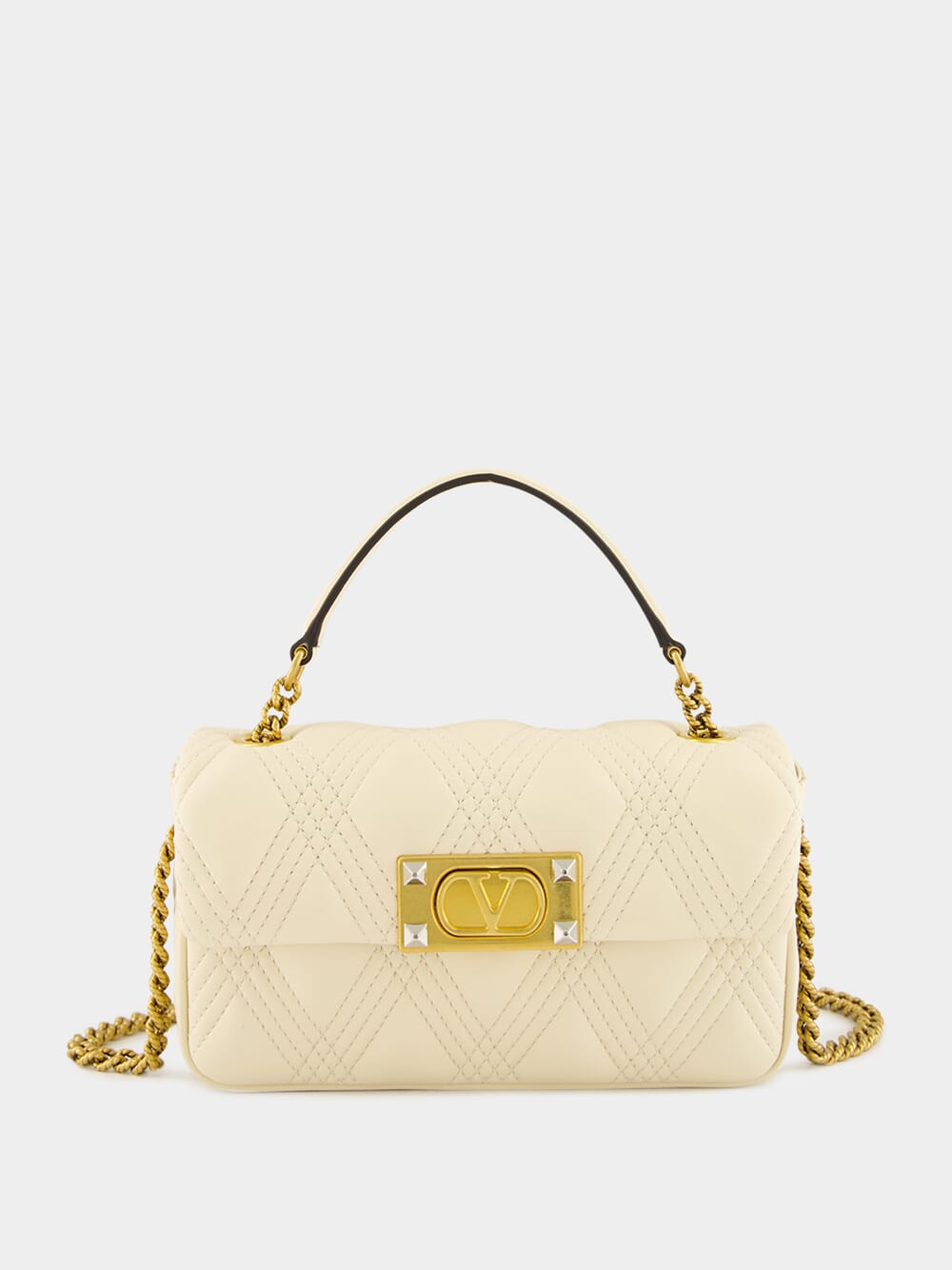 Butter White Quiltie Small Top Handle Bag
