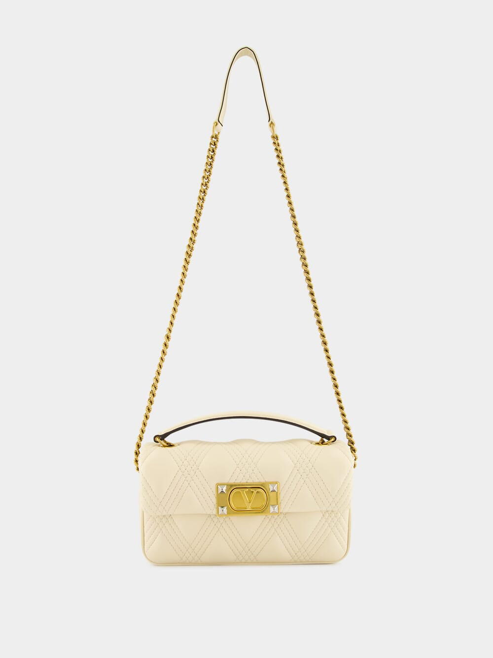 Butter White Quiltie Small Top Handle Bag