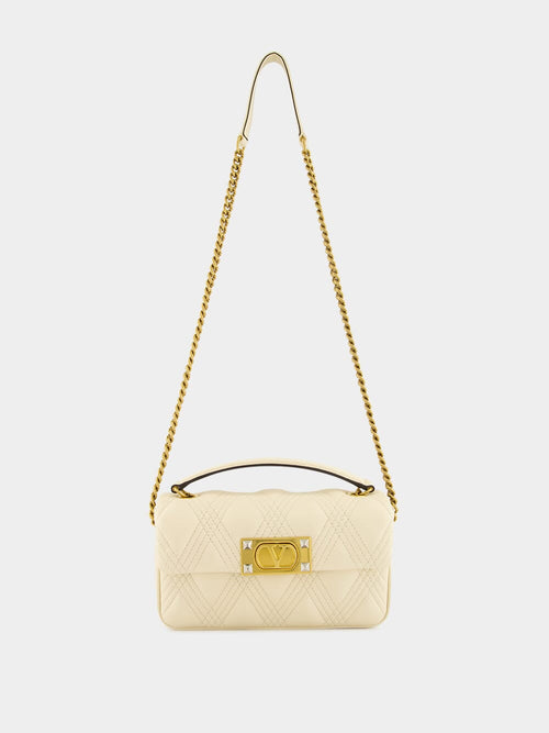 Butter White Quiltie Small Top Handle Bag