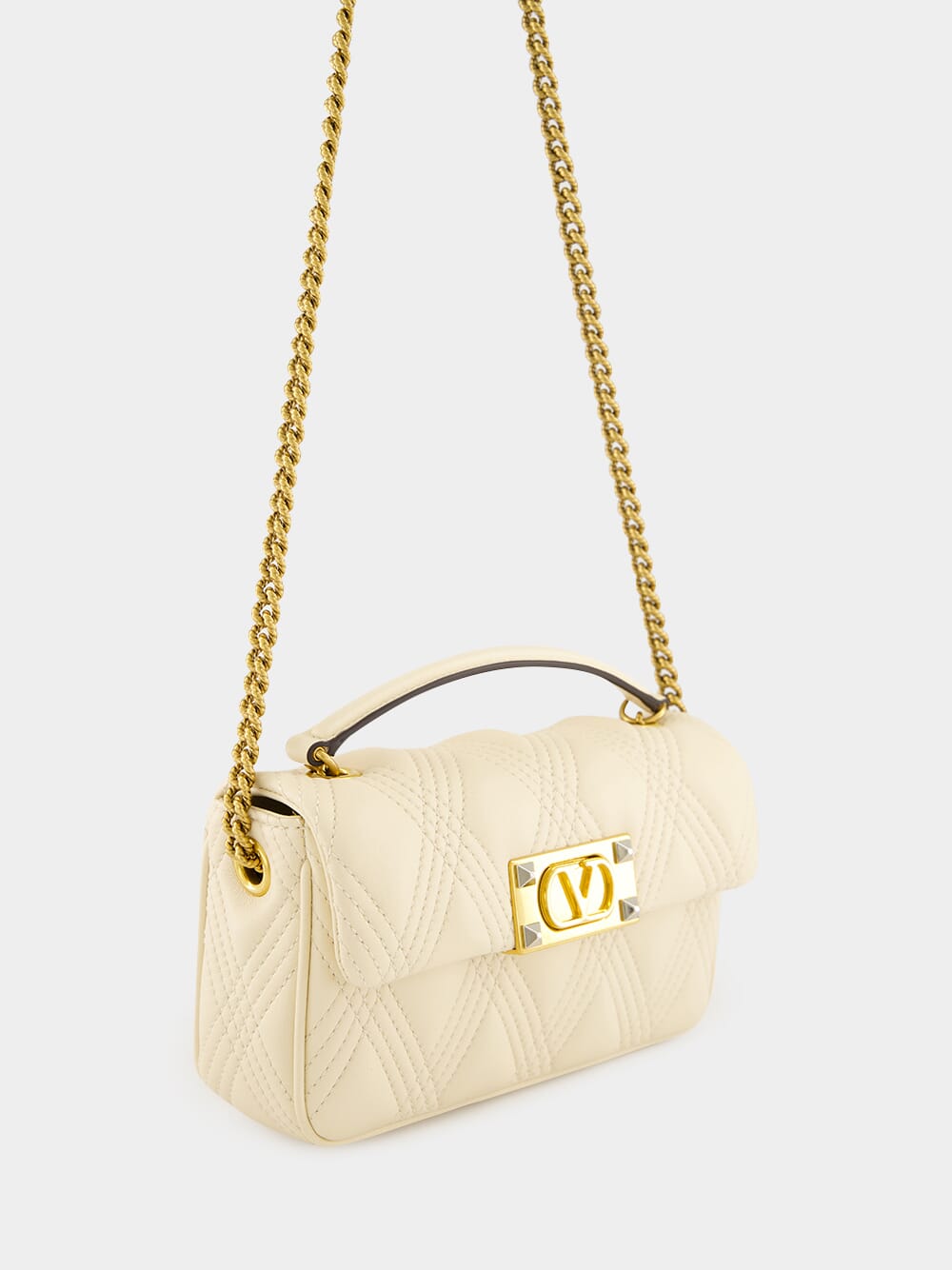 Butter White Quiltie Small Top Handle Bag