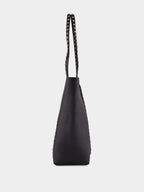 Black Rockstud Leather Tote Bag