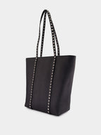 Black Rockstud Leather Tote Bag