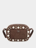 Brown Nellcôte Suede Crossbody Bag with Studs