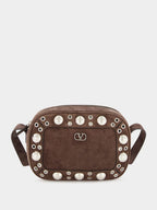 Brown Nellcôte Suede Crossbody Bag with Studs