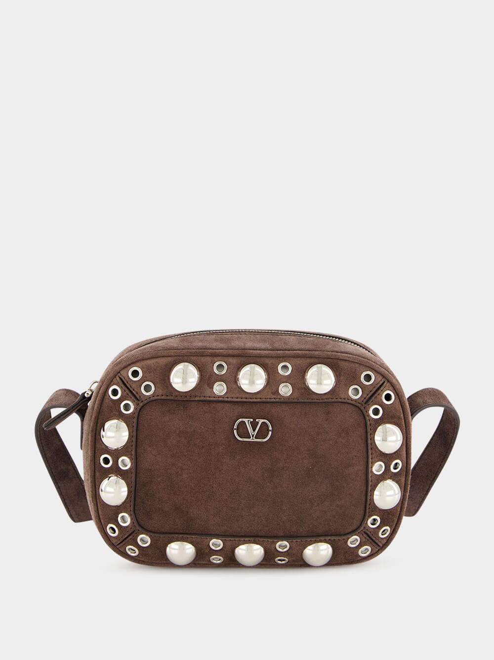 Brown Nellcôte Suede Crossbody Bag with Studs