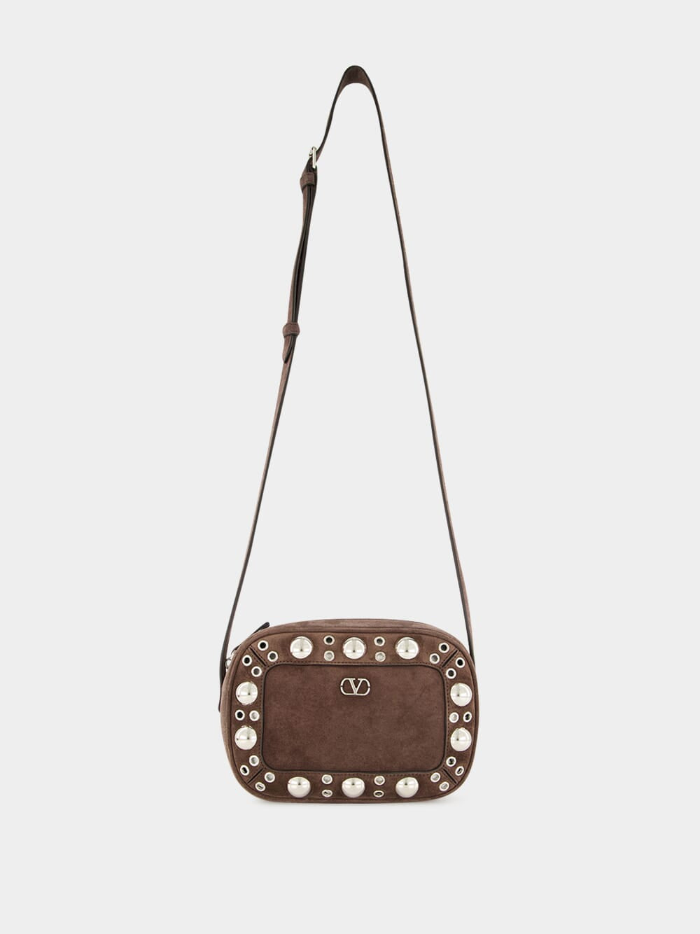Brown Nellcôte Suede Crossbody Bag with Studs