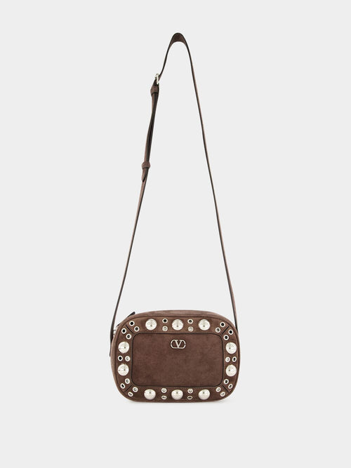 Brown Nellcôte Suede Crossbody Bag with Studs