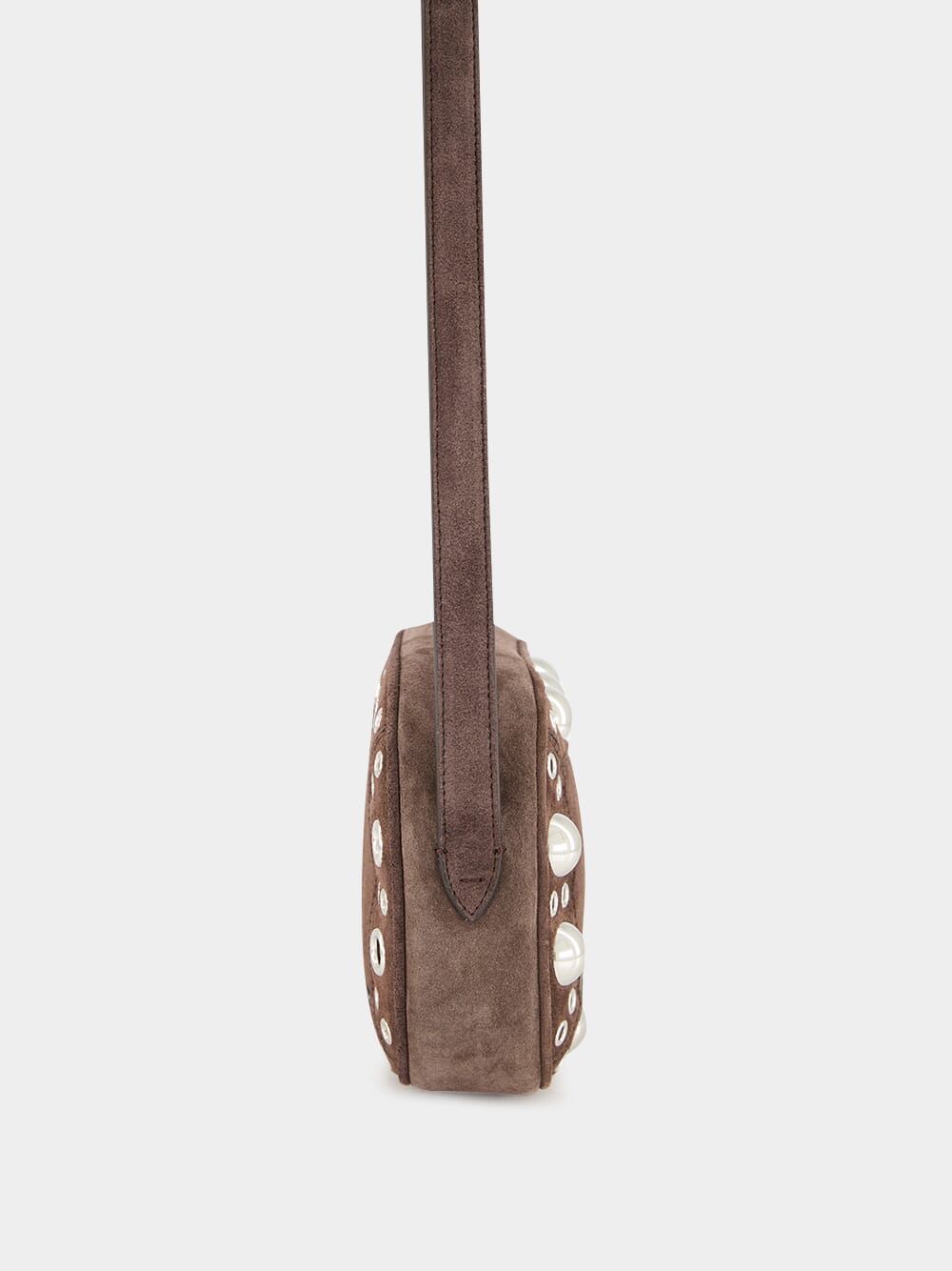 Brown Nellcôte Suede Crossbody Bag with Studs