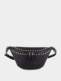 Black Rockstud Leather Belt Bag