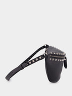 Black Rockstud Leather Belt Bag