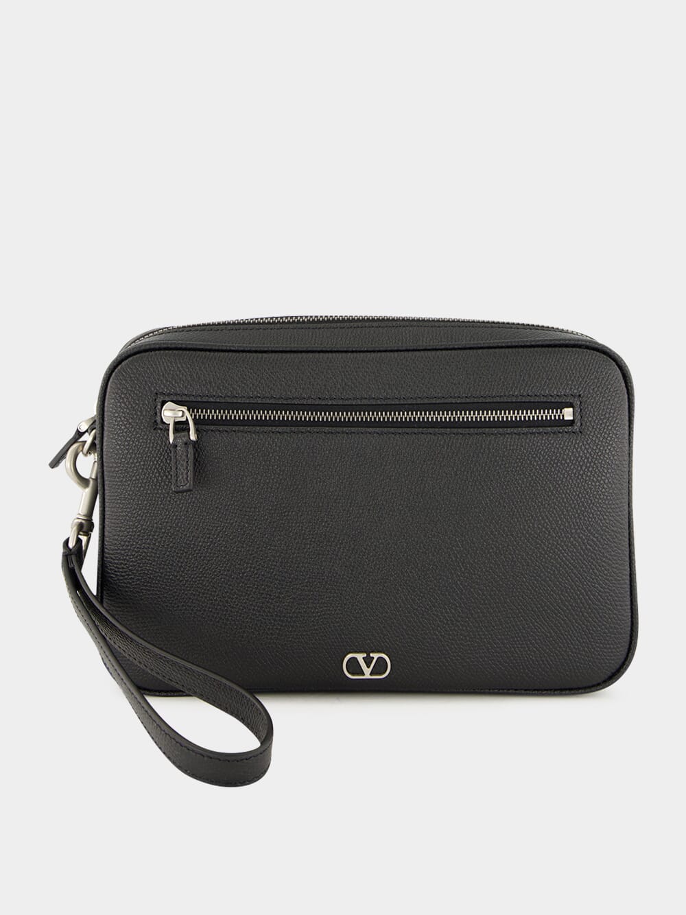 Black Leather Pouch with VLogo Signature