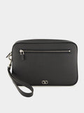 Black Leather Pouch with VLogo Signature