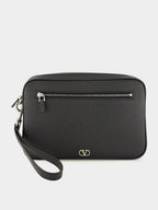 Black Leather Pouch with VLogo Signature