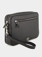 Black Leather Pouch with VLogo Signature