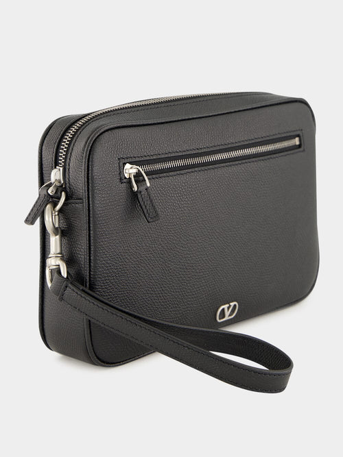 Black Leather Pouch with VLogo Signature