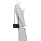 Lambskin Quilted Extra Mini Rectangular Flap Black