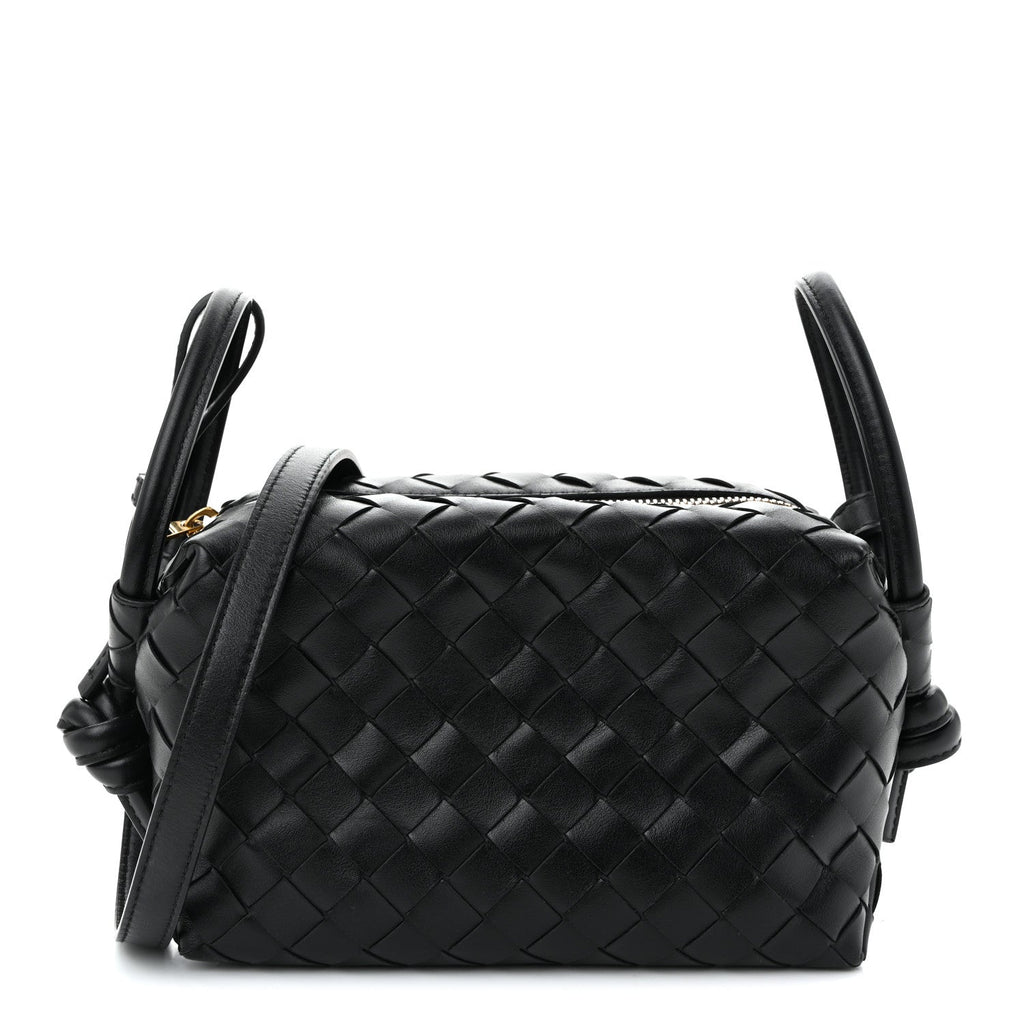Calfskin Intrecciato Small Loop Top Handle Black