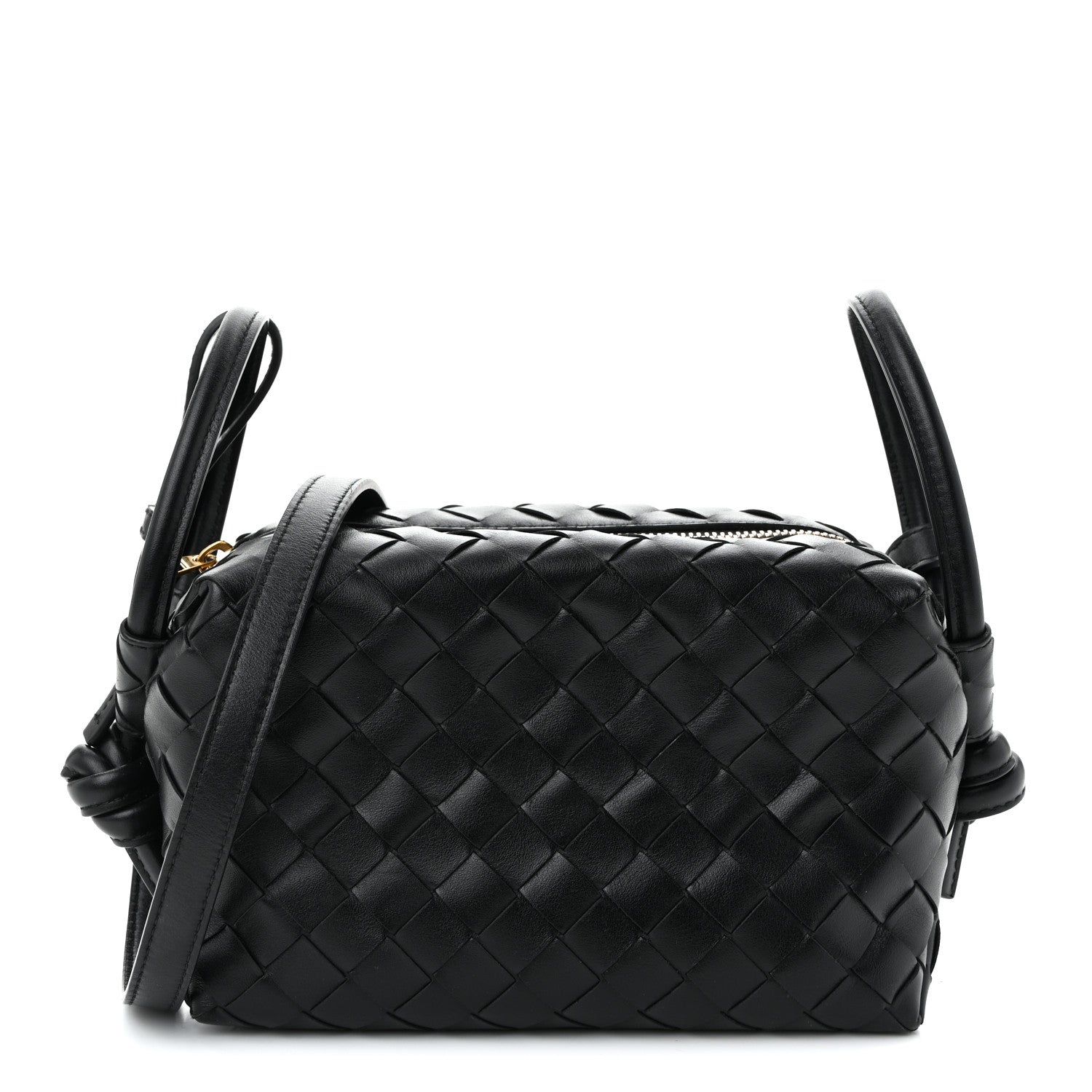Calfskin Intrecciato Small Loop Top Handle Black
