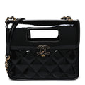 Patent Quilted Mini Graphic Catch Flap Black