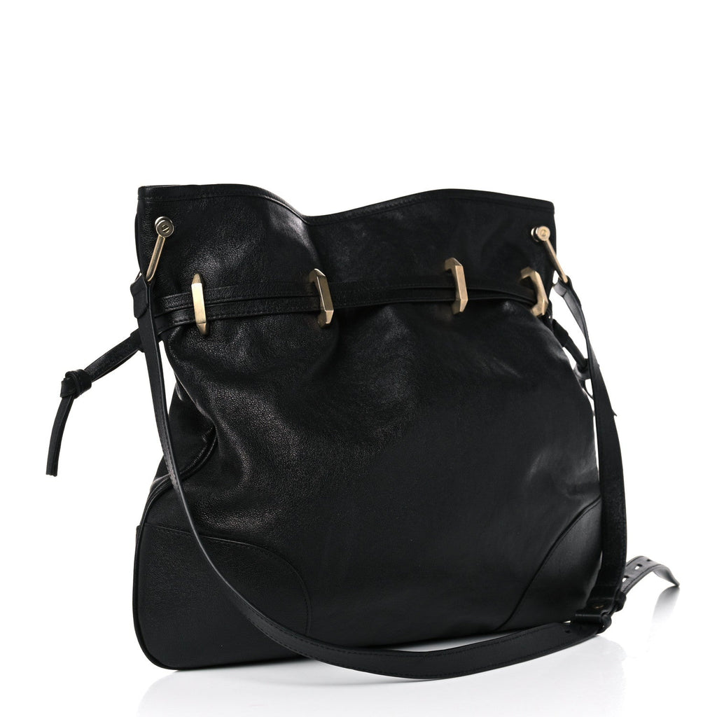 Gucci Calfskin Horsebit 1955 Messenger Leather Black Shoulder Bag Handbag Italy NEW