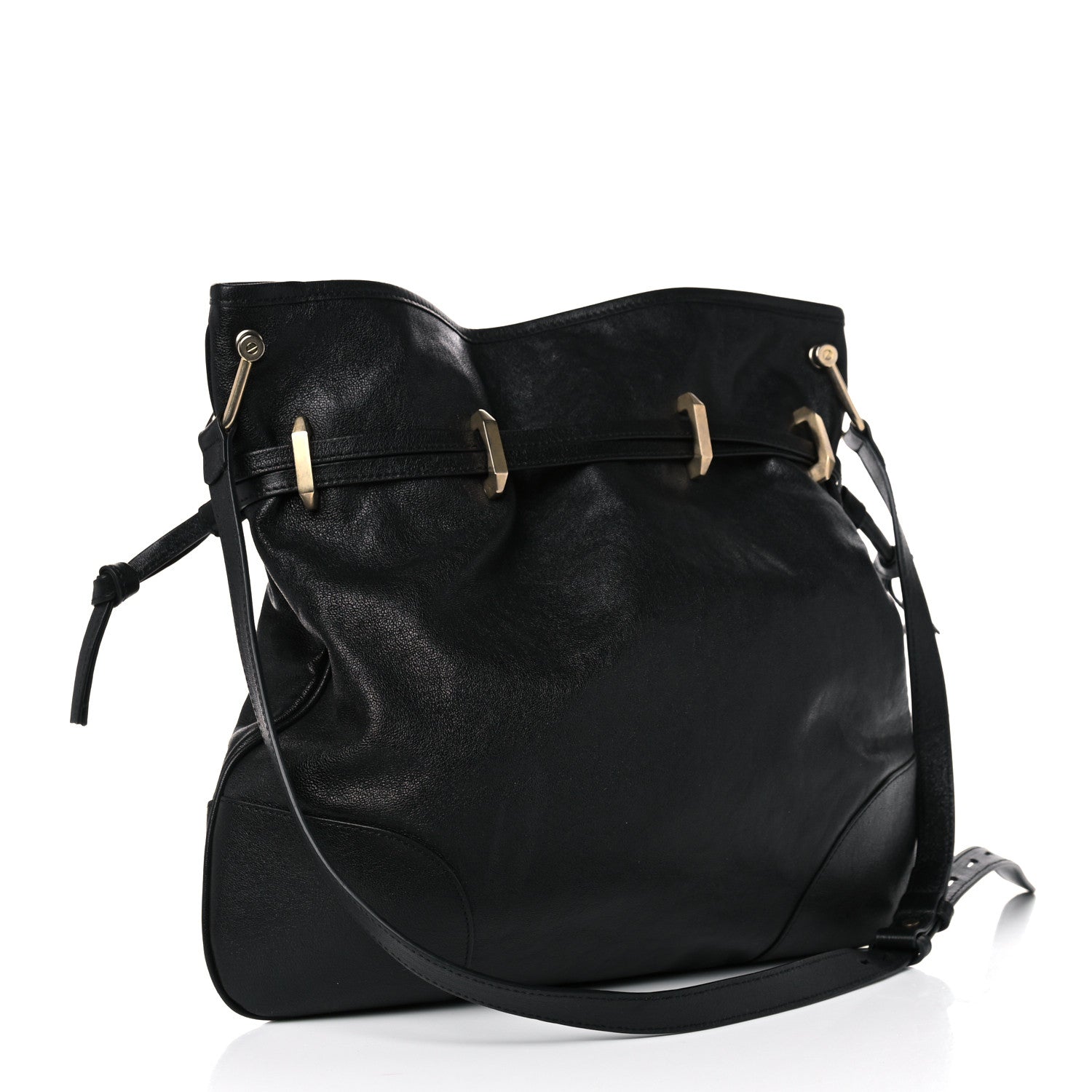 Gucci Calfskin Horsebit 1955 Messenger Leather Black Shoulder Bag Handbag Italy NEW