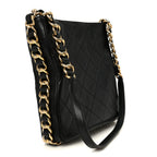 Calfskin Quilted Framing Chain Hobo Black