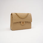 Chanel Vintage Medium Beige Classic Double Flap Bag 1991