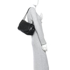 Lambskin Studded Accordion CC Flap Black