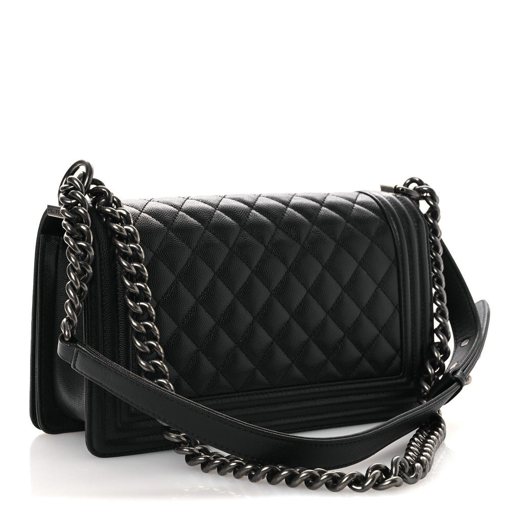 Caviar Quilted Medium Boy Flap Black