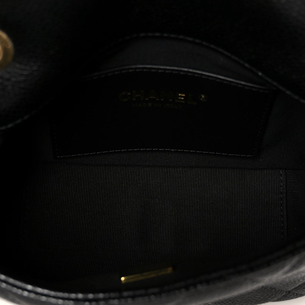 Grained Lambskin Quilted Mini Flap Black