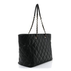 Caviar Quilted Large Shopping Tote Black