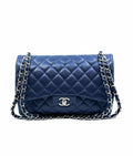 CHANEL Navy Leather Quilted caviar Handbag