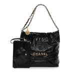 Shiny Calfskin Quilted Small Chanel 22 Black