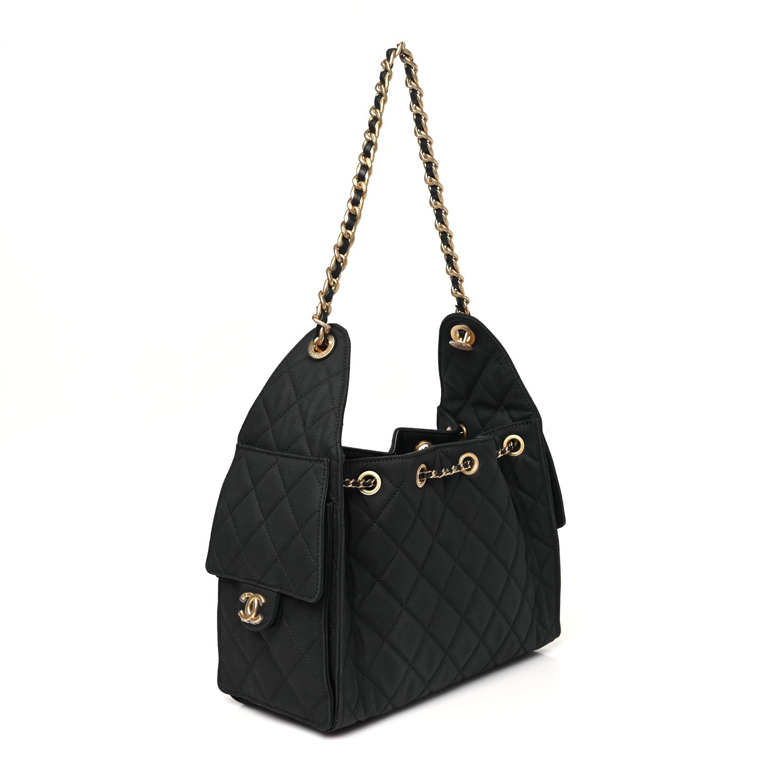 Canvas Quilted Small Chanel 25 Handbag Black