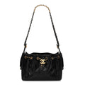 Shiny Crumpled Calfskin Quilted Mini Chanel 25 Handbag Black