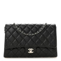 Caviar Quilted Clutch With Chain Flap Black