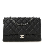 Caviar Quilted Clutch With Chain Flap Black