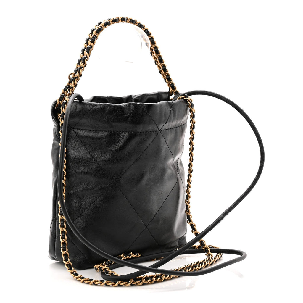 Shiny Calfskin Quilted Mini Chanel 22 Black